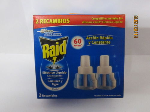RAID. LIQUIDO MOSQUITOS ELECTRICO/ 2 RECAMBIOS