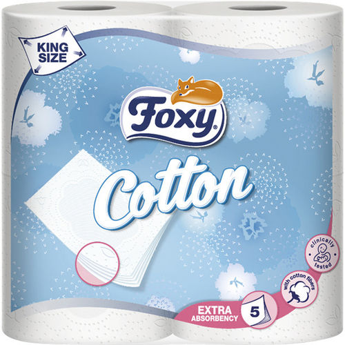 FOXY COTTON, papel higiénico 5 capas ¡4rollos!
