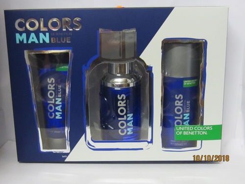 COLOR CASE MAN BLUE by Beneton cologne + deodorant + bath gel