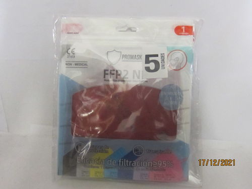 PROTECTIVE MASK FFP2 ASSORTED COLORS (5 UNITS)