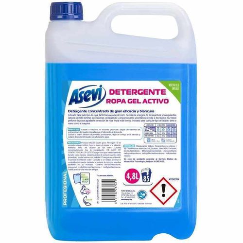 Asevi. Professional Liquid Detergent. 4.8 Liters - 85 Washes. Active Gel.
