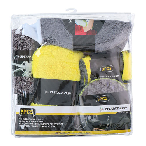 DUNLOP 9 PIECE CAR/MOTORCYCLE CLEANING SET